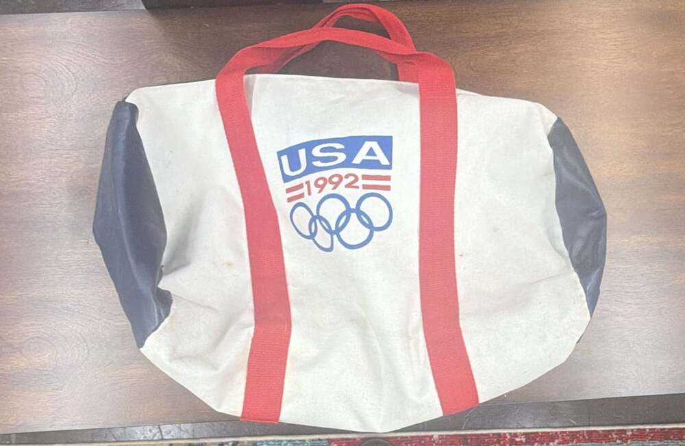 Vintage USA 1992 Olympics Canvas Duffel Bag Red Blue